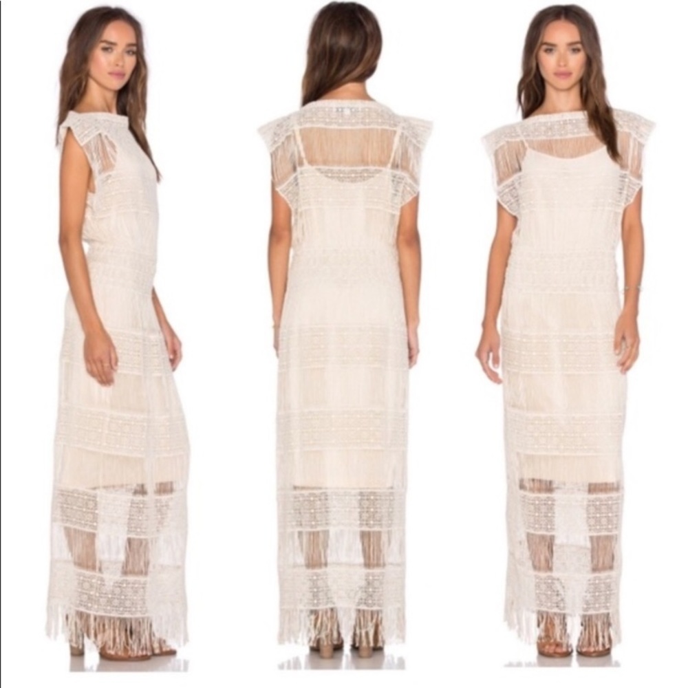 Anthropologie Callahan Cream Crocheted Maxi Dress Size Medium